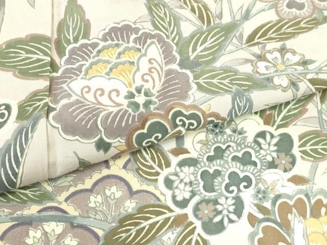 平和屋着物●訪問着 紬地 作家物 更紗花文 正絹 逸品 DABL9040op