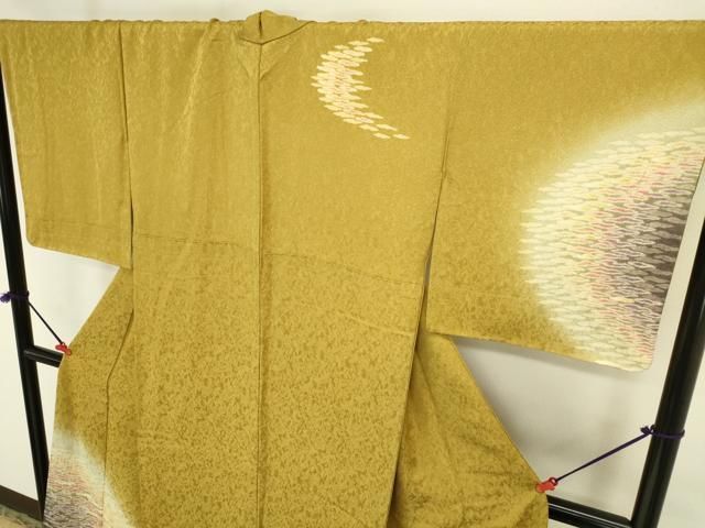 平和屋着物●訪問着 重ね絞り 霞文 暈し染め 金通し地 ロング丈 正絹 逸品 未使用 DABL9042op