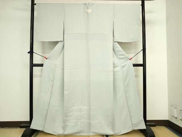 平和屋着物●豪華色留袖 風景地紋 藍白色 正絹 逸品 未使用 DABL9045op