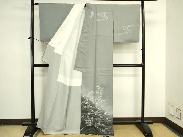 平和屋着物●訪問着 駒刺繍 花松文 暈し染め 金銀彩 正絹 逸品 DABL9052op