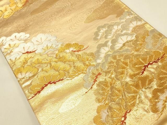 平和屋本店▼六通柄袋帯 枝松 本金箔二重織 正絹 逸品 DABL9233op