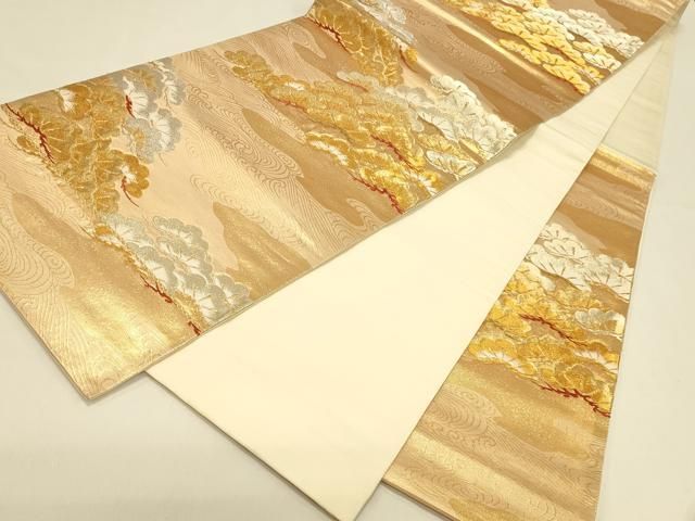 平和屋本店▼六通柄袋帯 枝松 本金箔二重織 正絹 逸品 DABL9233op