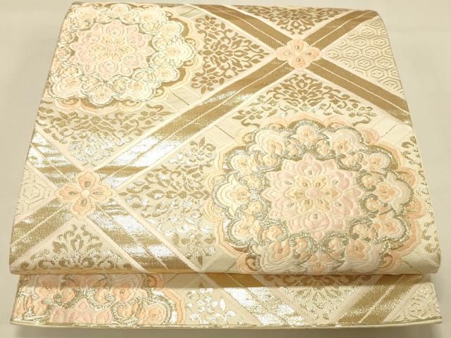 平和屋本店▼六通柄袋帯 唐織 正倉院菱取更紗華文 純金箔24K 正絹 逸品 DABL9234op