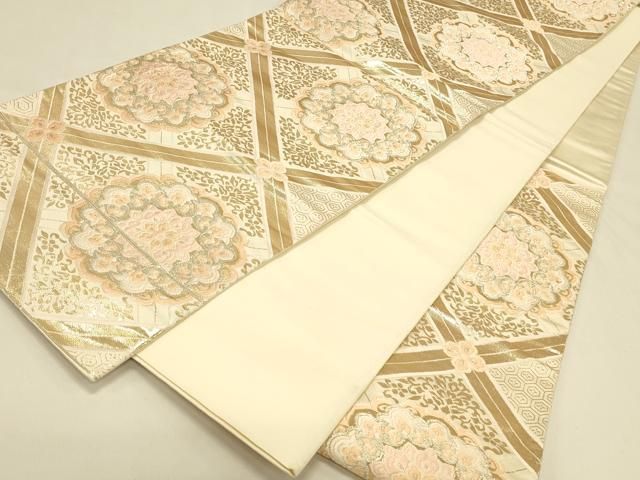 平和屋本店▼六通柄袋帯 唐織 正倉院菱取更紗華文 純金箔24K 正絹 逸品 DABL9234op