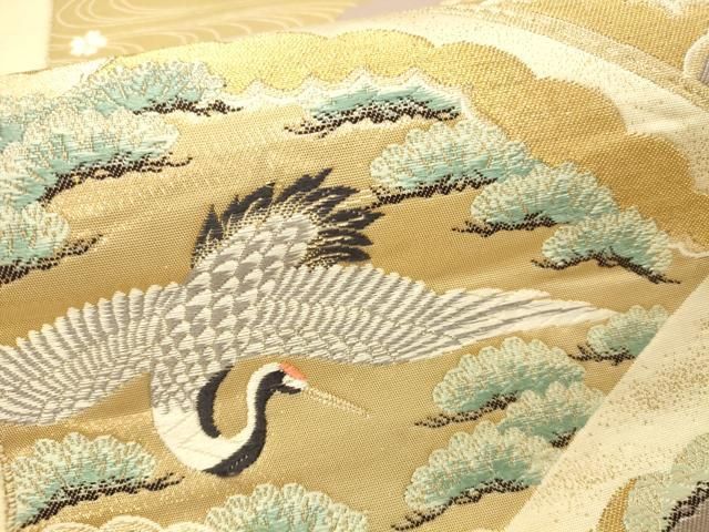 平和屋本店▼六通柄袋帯 唐織 扇面人物花鳥文 九百錦 純金箔 正絹 逸品 DABL9243op
