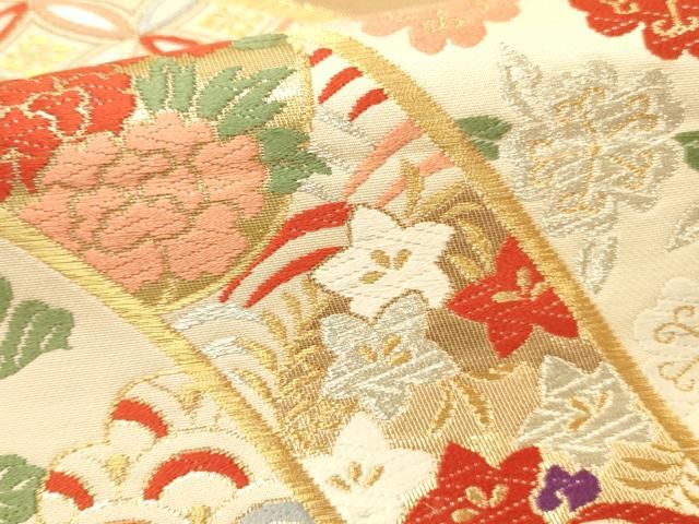 平和屋本店▼西陣 六通柄袋帯 唐織 青海模様 純金箔 証紙付き 正絹 逸品 DABL9255op
