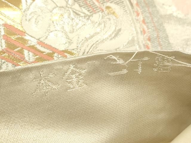 平和屋本店▼六通柄袋帯 平安人物風景花文 本金二丁箔 正絹 逸品 DABL9278op
