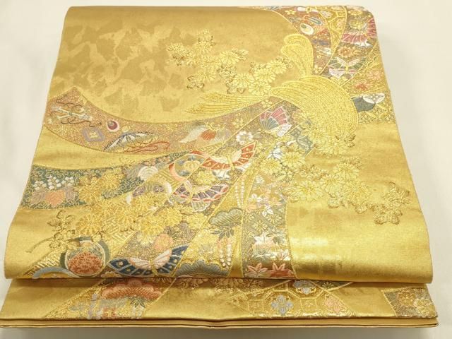 平和屋本店●六通柄袋帯 唐織 熨斗の薫 瀞金錦 本金箔 正絹 逸品 DABL9442op