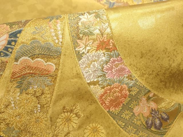平和屋本店●六通柄袋帯 唐織 熨斗の薫 瀞金錦 本金箔 正絹 逸品 DABL9442op
