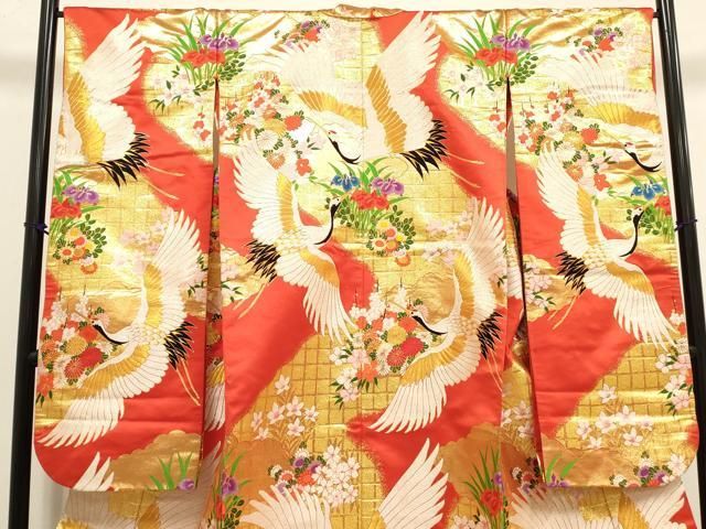 平和屋本店●色打掛 お引きずり 和装 婚礼 結婚式 花嫁 神社挙式 唐織 飛鶴花文 金糸 逸品 DABM1742cd
