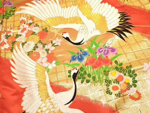 平和屋本店●色打掛 お引きずり 和装 婚礼 結婚式 花嫁 神社挙式 唐織 飛鶴花文 金糸 逸品 DABM1742cd