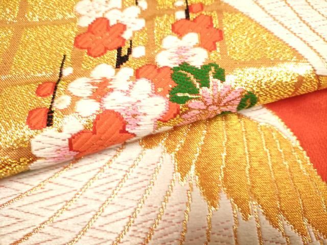 平和屋本店●色打掛 お引きずり 和装 婚礼 結婚式 花嫁 神社挙式 唐織 飛鶴花文 金糸 逸品 DABM1742cd