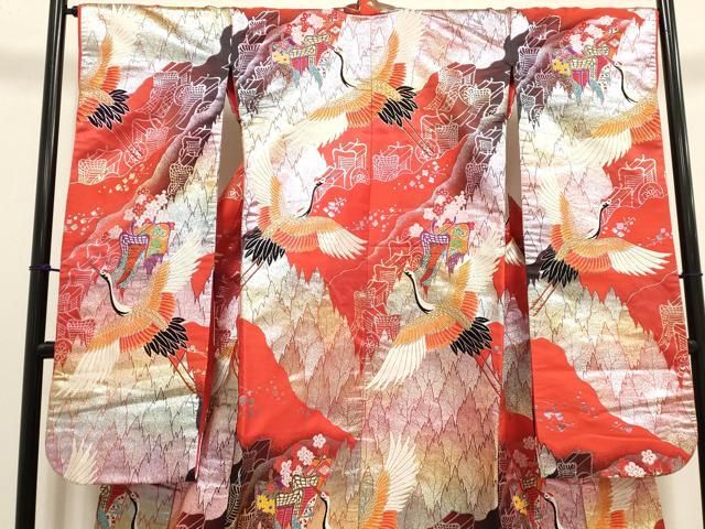 平和屋本店●色打掛 お引きずり 和装 婚礼 結婚式 花嫁 神社挙式 唐織 御所車飛鶴花文 金銀糸 逸品 DABM1743cd