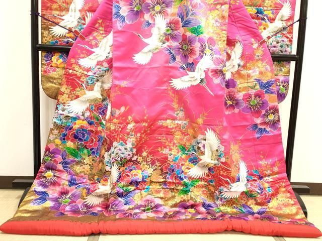 平和屋本店●色打掛 お引きずり 和装 婚礼 結婚式 花嫁 神社挙式 飛鶴花文 暈し染め 金彩 逸品 DABM1753cd
