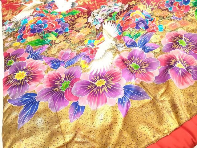 平和屋本店●色打掛 お引きずり 和装 婚礼 結婚式 花嫁 神社挙式 飛鶴花文 暈し染め 金彩 逸品 DABM1753cd