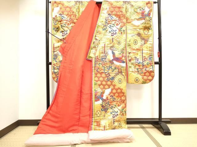 平和屋本店●色打掛 お引きずり 和装 婚礼 結婚式 花嫁 神社挙式 唐織 鳳凰吉祥花文 金銀糸 十二単風 逸品 DABM1757cd