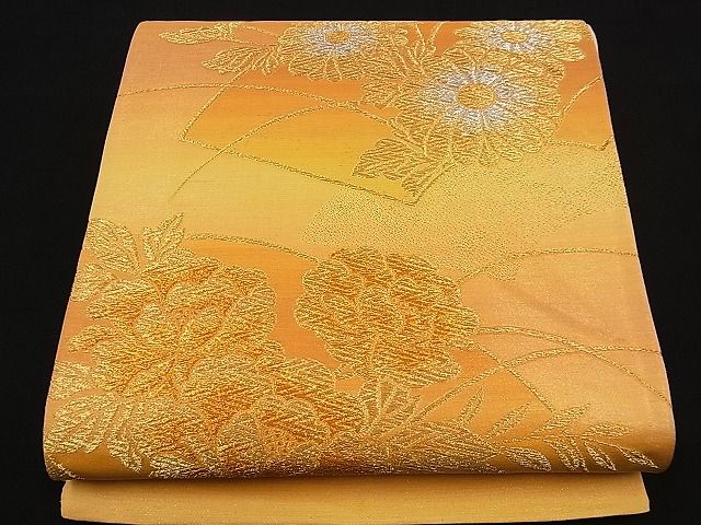 平和屋着物■六通柄袋帯 地紙花文 金銀糸 逸品 n-di0195