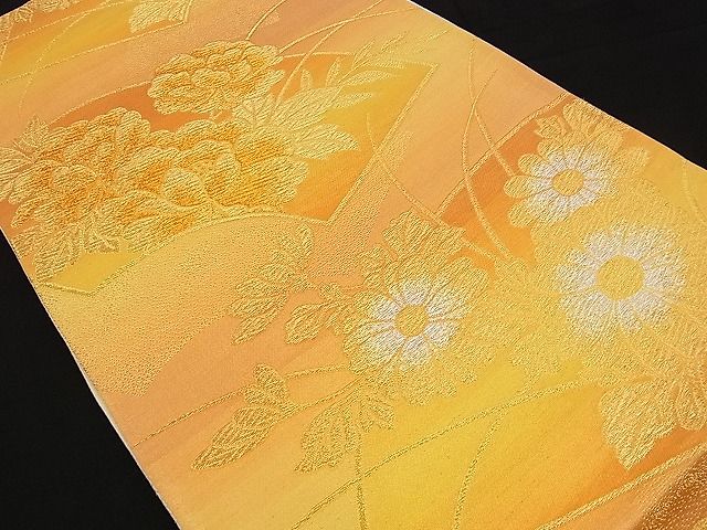 平和屋着物■六通柄袋帯 地紙花文 金銀糸 逸品 n-di0195