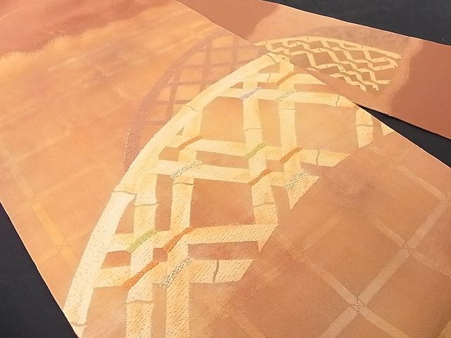 平和屋着物■九寸名古屋帯 唐織 籬文 金糸 正絹 逸品 A-dp3934
