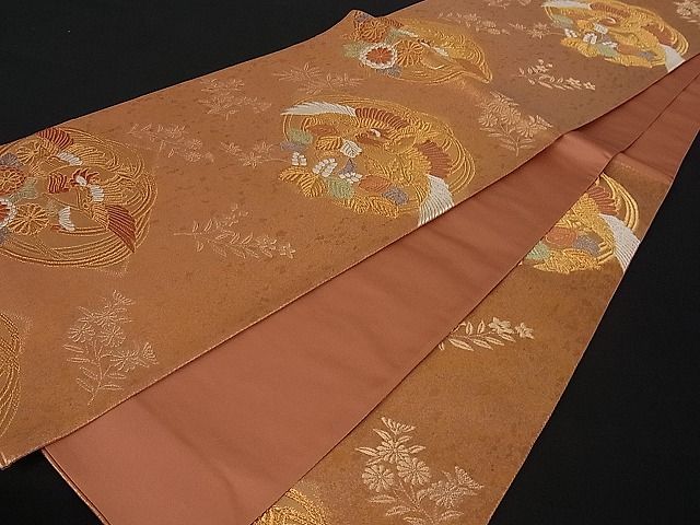 平和屋着物■六通柄袋帯 鳳凰花文 金糸 引箔 逸品 du1273