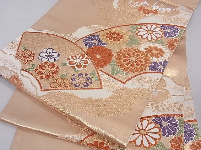 平和屋着物■六通柄袋帯 地紙重ね雪輪吉祥花文 金糸 逸品 du1657