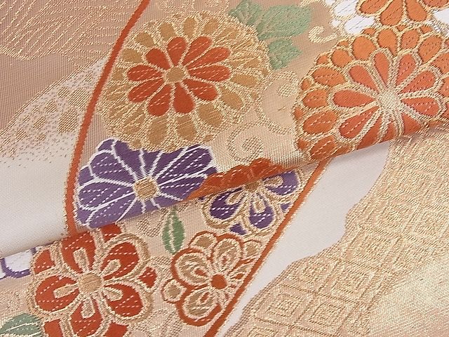 平和屋着物■六通柄袋帯 地紙重ね雪輪吉祥花文 金糸 逸品 du1657
