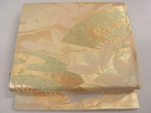 平和屋着物■六通柄袋帯 扇面松葉文 金銀糸 逸品 du1684
