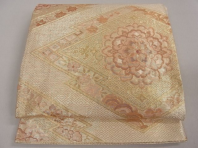 平和屋着物■佐賀錦 六通柄袋帯 松皮菱吉祥花文 金糸 逸品 du1704