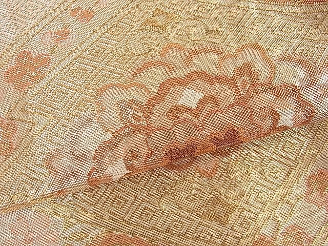 平和屋着物■佐賀錦 六通柄袋帯 松皮菱吉祥花文 金糸 逸品 du1704