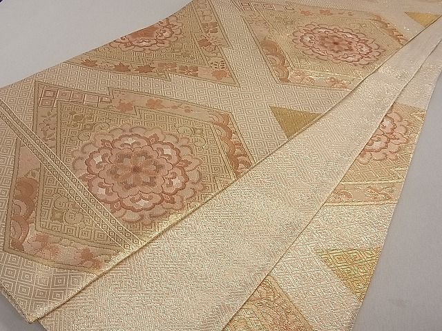 平和屋着物■佐賀錦 六通柄袋帯 松皮菱吉祥花文 金糸 逸品 du1704