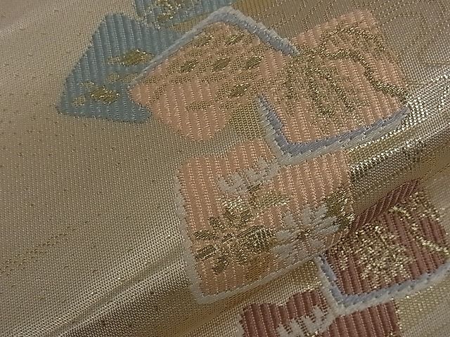 平和屋着物■六通太鼓柄袋帯 色紙重ね 竜田川 金糸 逸品 dy5592