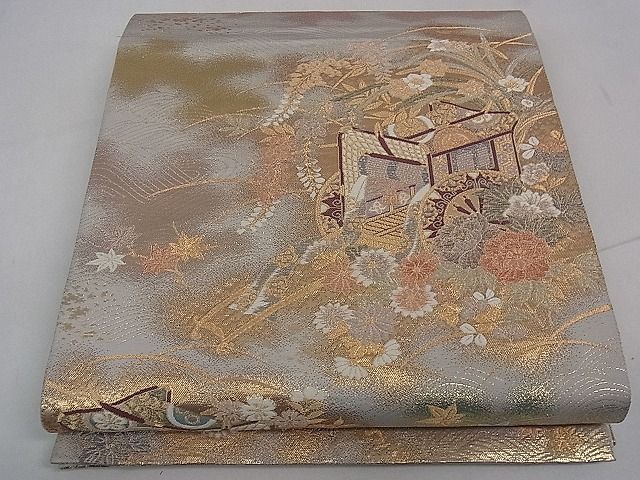 平和屋着物■六通柄袋帯 御車花宴 金糸 逸品 dy5919