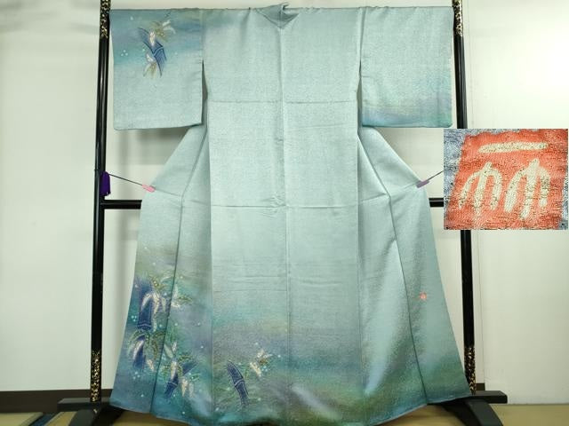 平和屋本店●最高級 二代目 久保田一竹 幻の辻が花 訪問着 笹竹 暈し染め 金通し地 逸品 DZAA0223kh6