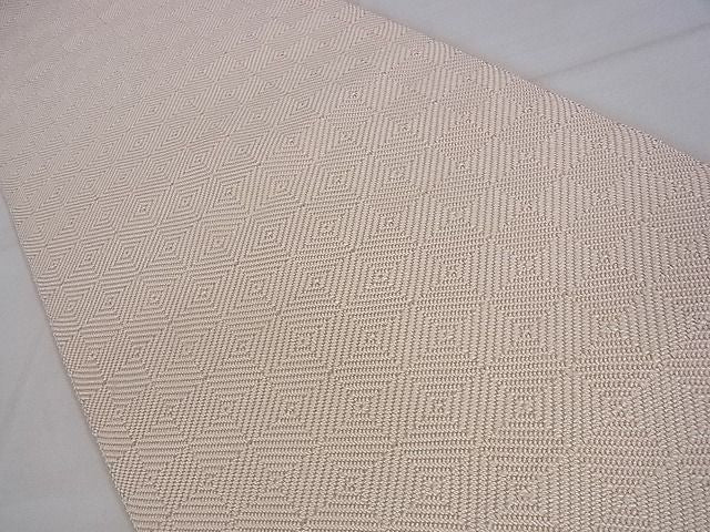 平和屋本店■極上 伊兵衛織 工芸手織 八寸名古屋帯 入子菱 薄桜色×白 たとう紙付き 逸品 DZAA0293kh4 - 平和屋