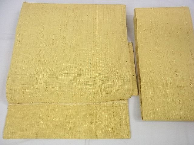 平和屋本店■極上 浦野理一 経節紬 つけ帯 苅安色 逸品 DZAA0330kh4 - 平和屋