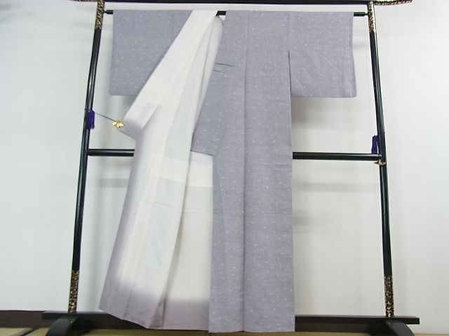 平和屋本店■極上 本場結城紬 重要無形文化財 奥順謹製 丸文 藤鼠色地 証紙付き 逸品 DZAA0477kh5 - 平和屋