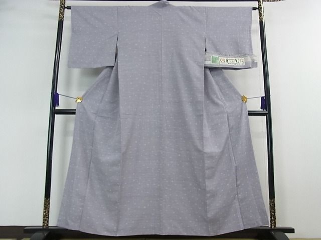 平和屋本店■極上 本場結城紬 重要無形文化財 奥順謹製 丸文 藤鼠色地 証紙付き 逸品 DZAA0477kh5 - 平和屋