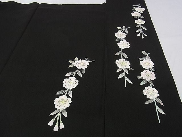 平和屋本店■極上 京友禅の第一人者 松井青々 訪問着 駒刺繍 枝垂れ花 黒地 金彩 逸品 DZAA0482kh4 - 平和屋