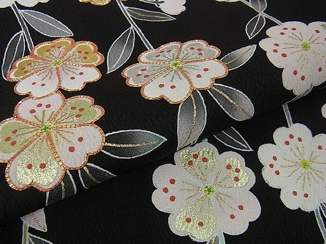 平和屋本店■極上 京友禅の第一人者 松井青々 訪問着 駒刺繍 枝垂れ花 黒地 金彩 逸品 DZAA0482kh4 - 平和屋