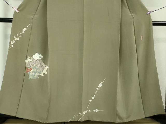 平和屋本店■極上 二代目・由水十久 本加賀友禅 訪問着 童子 梅 青白橡色地 逸品 DZAA0484kh5 - 平和屋