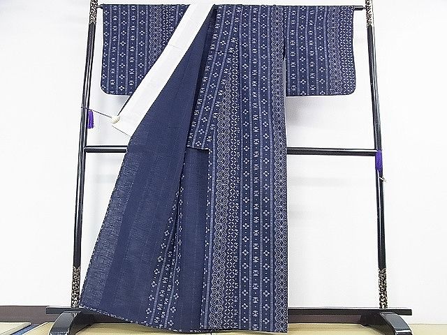 平和屋本店■極上 久留米絣 単衣 綿 麻の葉 七宝 花間道 逸品 DZAA0600kh4 - 平和屋