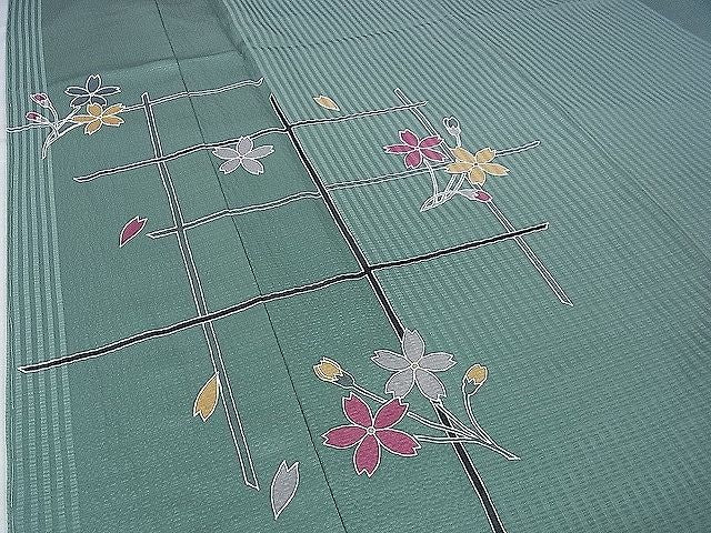 平和屋本店■極上 キモノデザイナー 斉藤上太郎 訪問着 枝花文 水浅葱色地 反端付き 逸品 未使用 DZAA0606kh4 - 平和屋