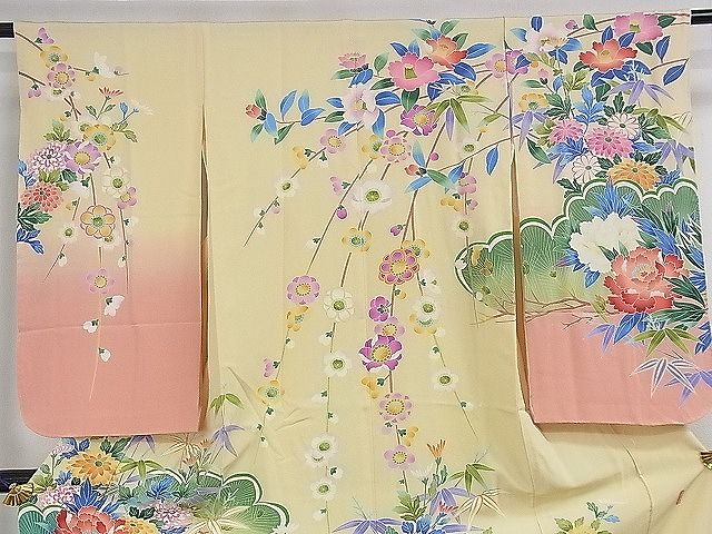 平和屋本店■極上 七五三 女の子 7歳 祝着 友禅 作家物 吉祥花文 逸品 DZAA0632kh5
