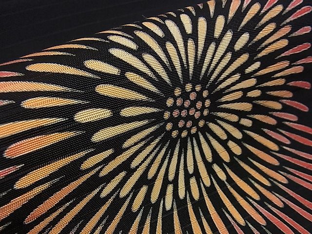 平和屋本店■極上 夏物 絽塩瀬 九寸名古屋帯 友禅 花火 屋形船 黒地 逸品 未使用 DZAA0699kh4 - 平和屋