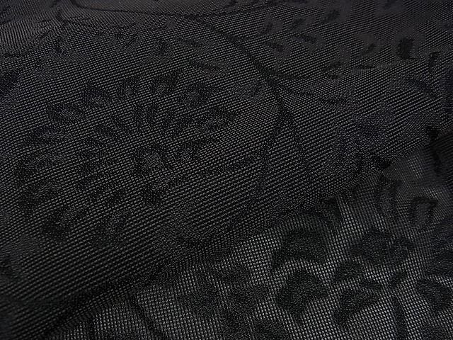 平和屋本店■極上 道中着 スリーシーズン 春夏秋 塵除け ロング丈 花唐草紋紗 黒地 逸品 DZAA0712kh4 - 平和屋
