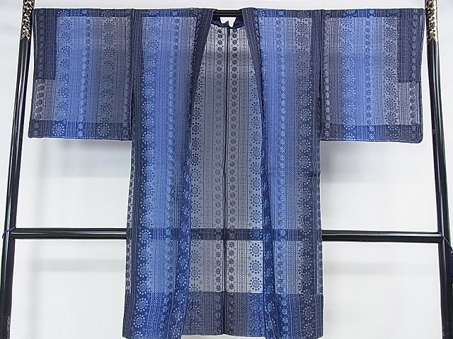 平和屋本店■極上 シルクオーガンジー 長羽織 スリーシーズン春夏秋 塵除け 黄金繭糸 刺繍 レース 花間道 反端付き 逸品未使用 DZAA0731kh4 - 平和屋