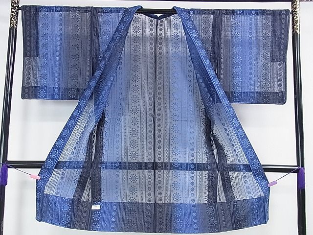 平和屋本店■極上 シルクオーガンジー 長羽織 スリーシーズン春夏秋 塵除け 黄金繭糸 刺繍 レース 花間道 反端付き 逸品未使用 DZAA0731kh4 - 平和屋
