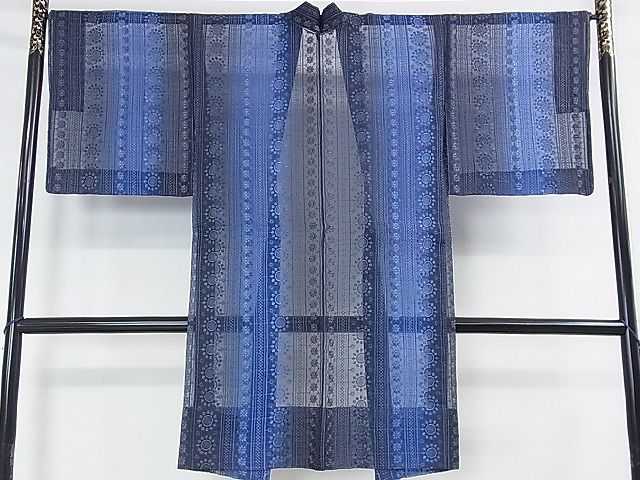 平和屋本店■極上 シルクオーガンジー 長羽織 スリーシーズン春夏秋 塵除け 黄金繭糸 刺繍 レース 花間道 反端付き 逸品未使用 DZAA0731kh4 - 平和屋