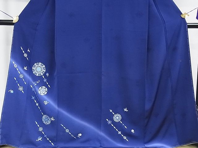 平和屋本店■極上 山口美術織物 皇室 伊勢神宮御用 西陣織 訪問着 刺繍 正倉院花文 留紺色地 暈し染め 未使用 DZAA0733kh4 - 平和屋