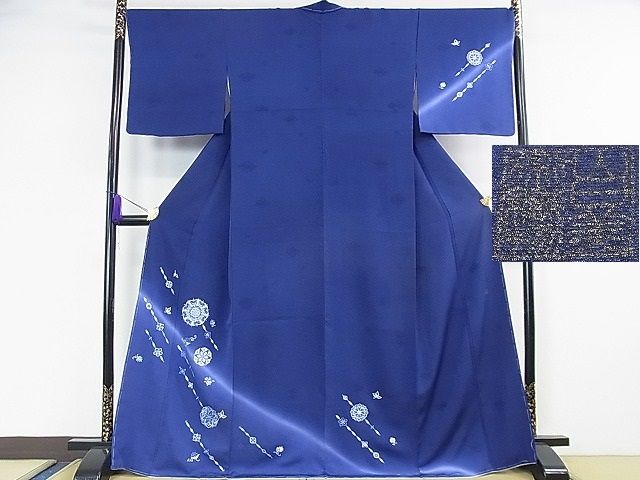 平和屋本店■極上 山口美術織物 皇室 伊勢神宮御用 西陣織 訪問着 刺繍 正倉院花文 留紺色地 暈し染め 未使用 DZAA0733kh4 - 平和屋